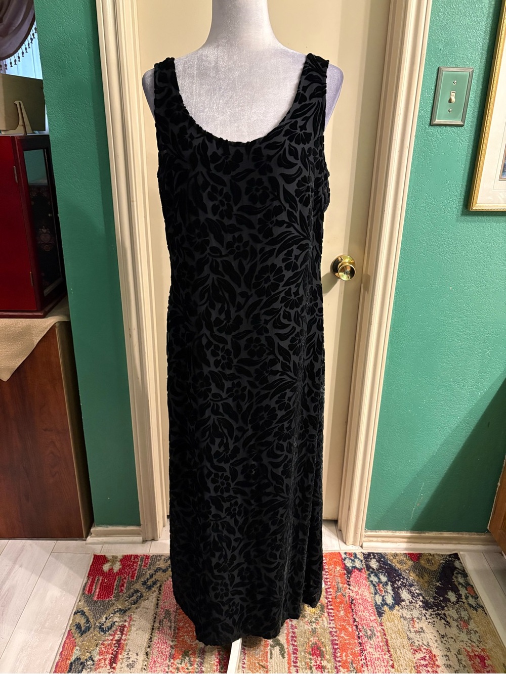 Compagnie Internationale Express 90’s Vintage Floral Velvet Burnout Maxi Dress